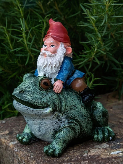 Nain de jardin à dos de crapaud