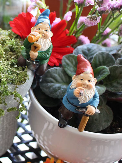 Lot de 4 nains de jardin colore pot de fleur