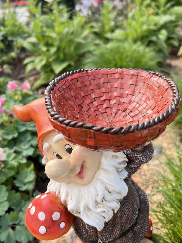 nain de jardin pot de fleurs en résine