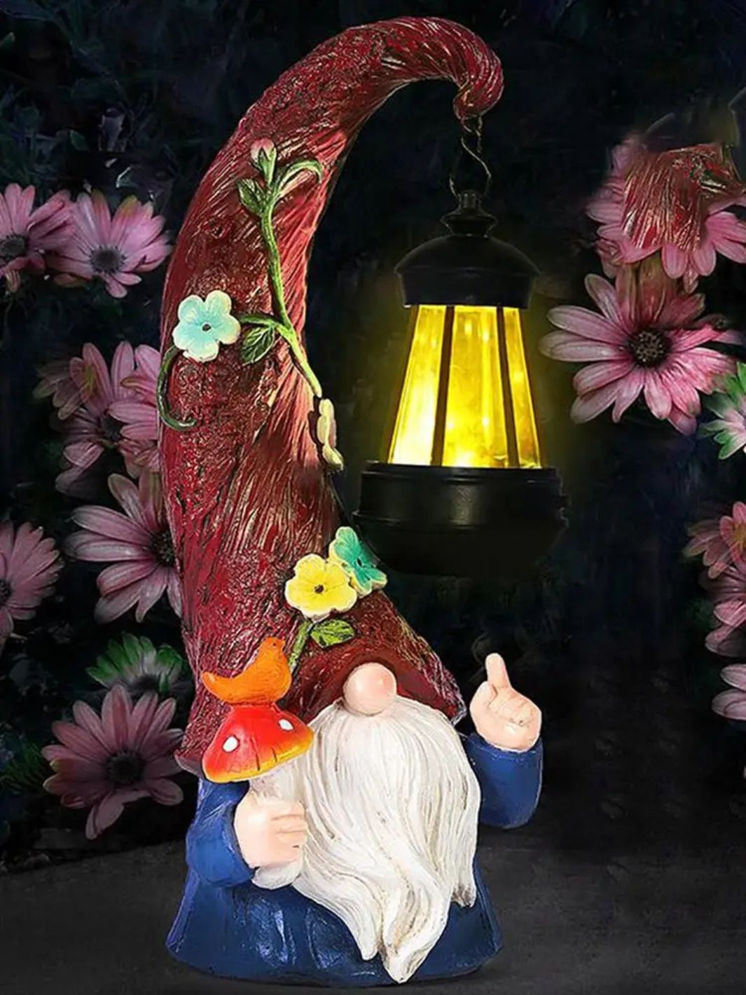 nain de jardin solaire lanterne nuit