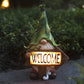 Outdoor Garden Dwarf Statue-resin Dwarf Statue Carrying Magic Ball Solar Led Light Welcome Sign Gnome Yard Lawn Large Figurine